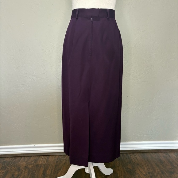 ❤️Vintage JH Collectibles 100% Wool Skirt Purple Midi High Waist Classic - Picture 7 of 13
